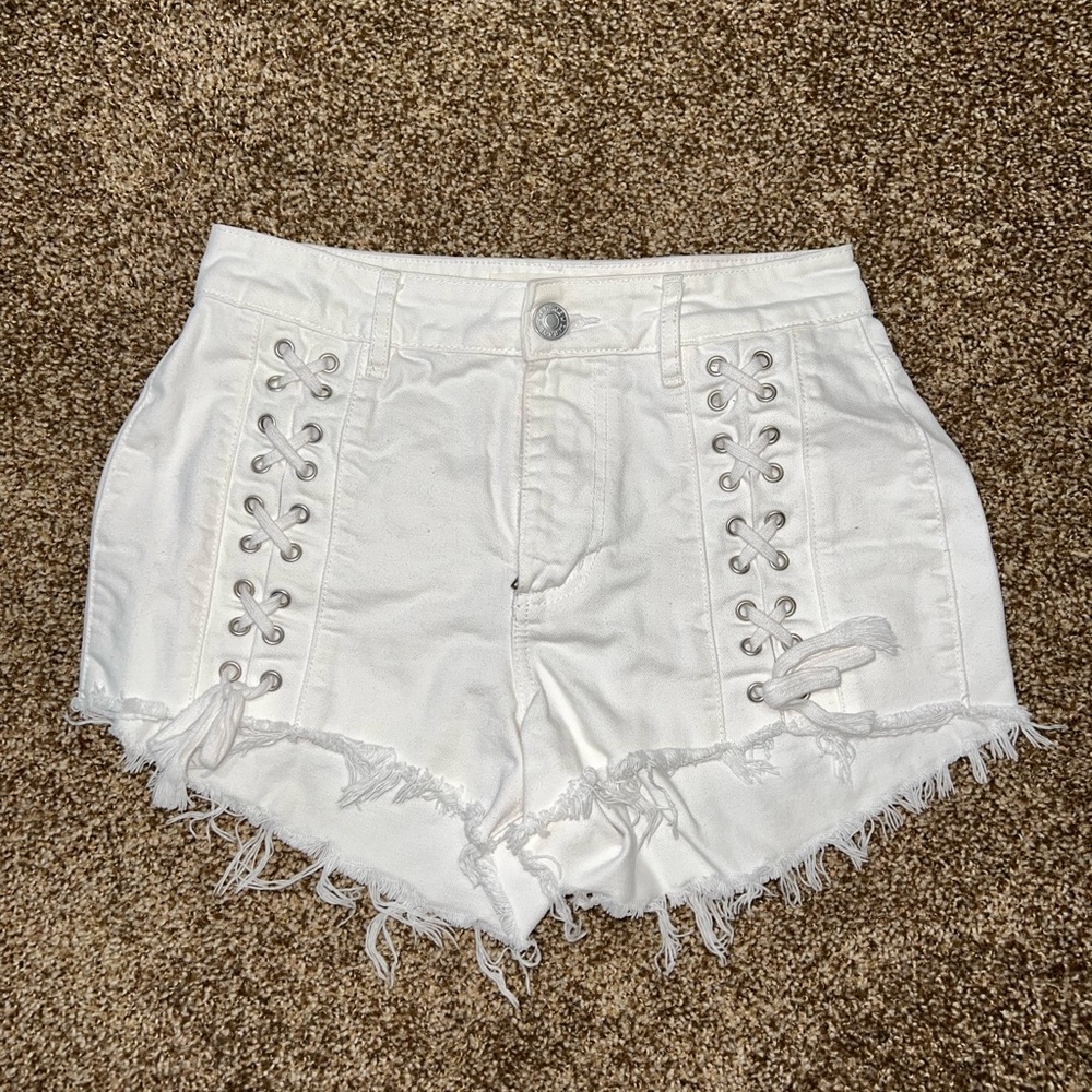 Garage | white | tie-up jean shorts | size 01